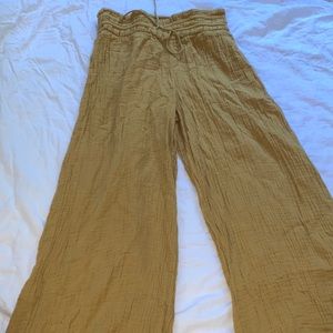 Mustard cropped wide leg pants